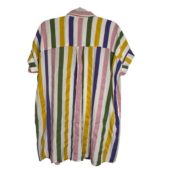 Compañía Fantástica Multi colour striped print midi shirt dress Short Sleeve M - Picture 3 of 16